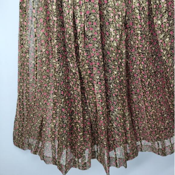 Piero Lannelli for Chin Vintage Silk Floral Metallic Stripe Sheer A Line‎ Dress - Picture 8 of 10